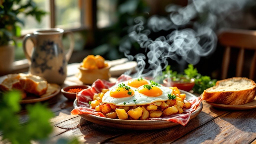 spanish style broken eggs