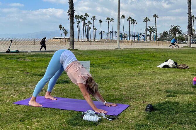 Vinyasa Yoga Class on the Beach in Santa Monica in French